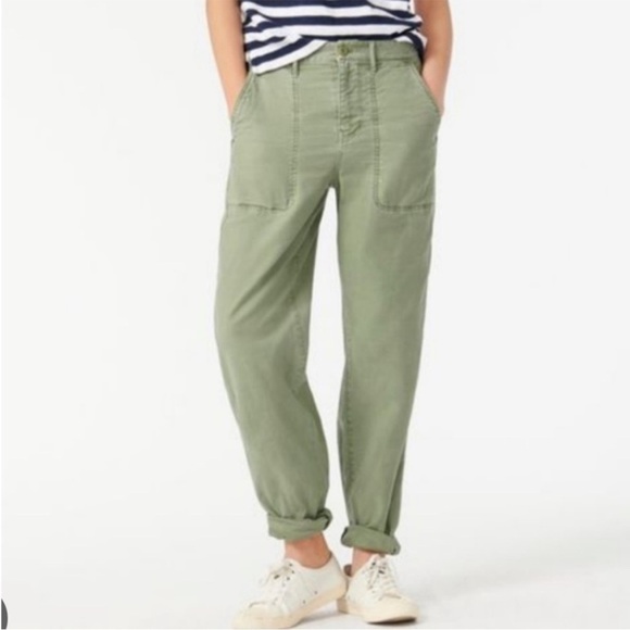 J. Crew Petite Tie waist camp pant BA315 Green MP M - Picture 1 of 6